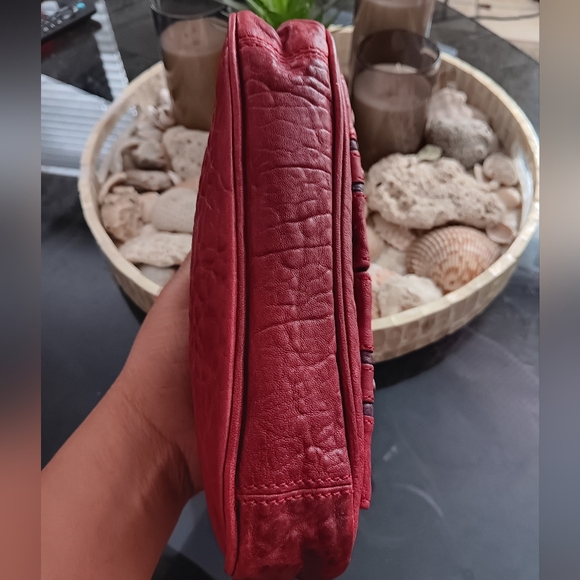 Tory Burch Red Clutch with Gold Accents - Picture 7 of 8